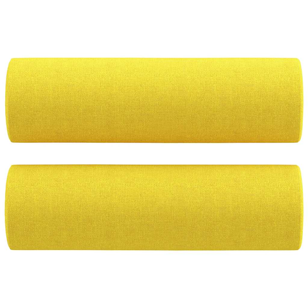 2-dijelni set sofa s jastucima svjetložuti od tkanine