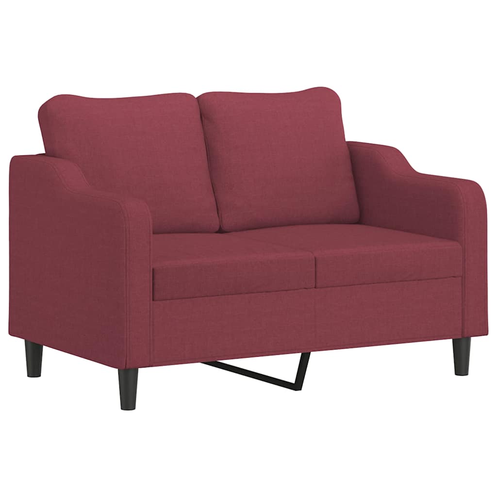 2-dijelni set sofa s jastucima crvena boja vina od tkanine
