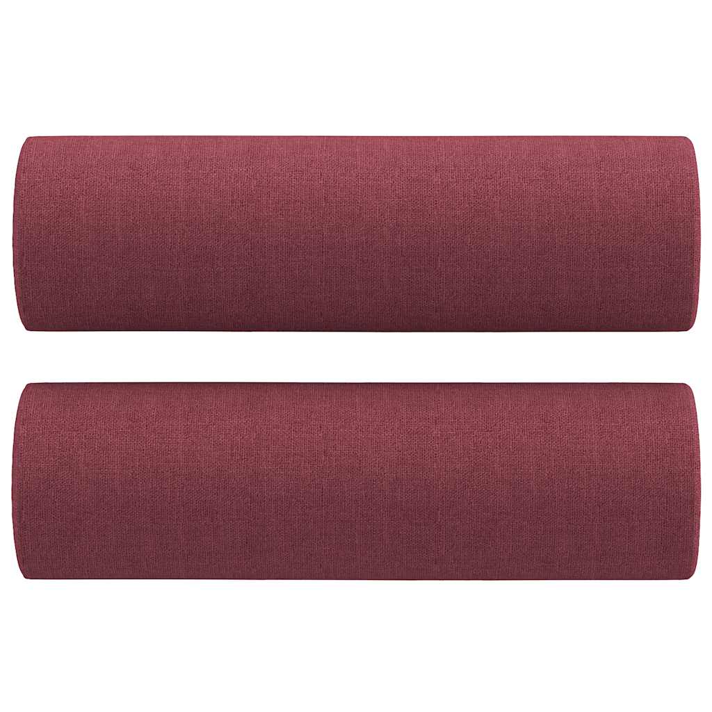 2-dijelni set sofa s jastucima crvena boja vina od tkanine