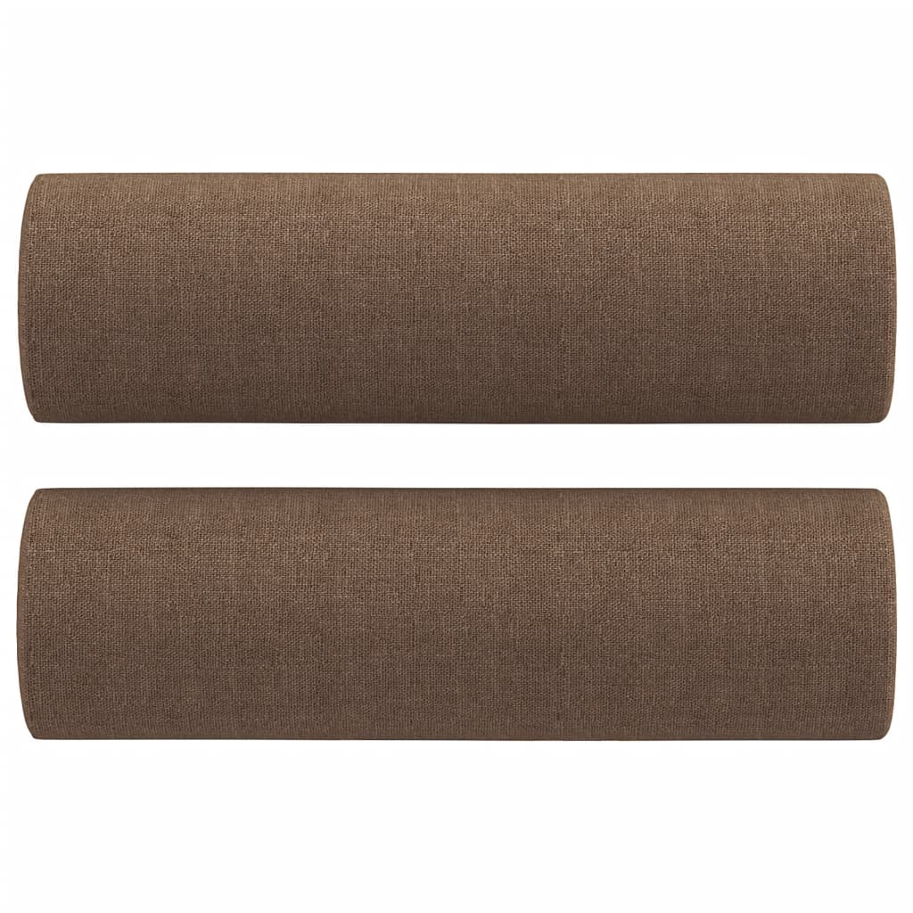 3-dijelni set sofa s jastucima smeđi od tkanine