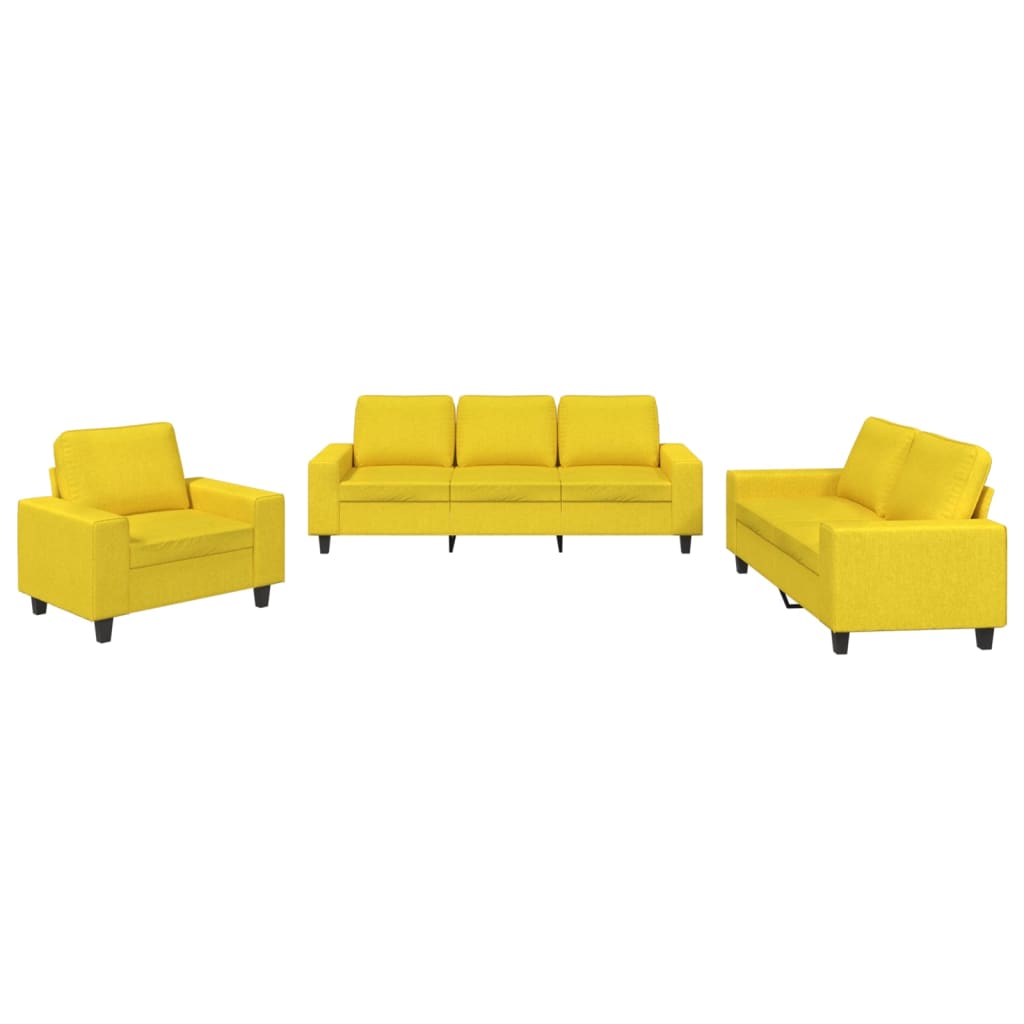 3-dijelni set sofa svjetložuti od tkanine