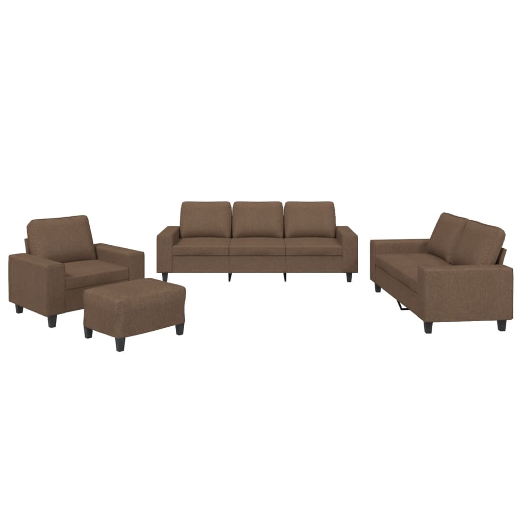 4-dijelna sofa garnitura smeđa tkanina
