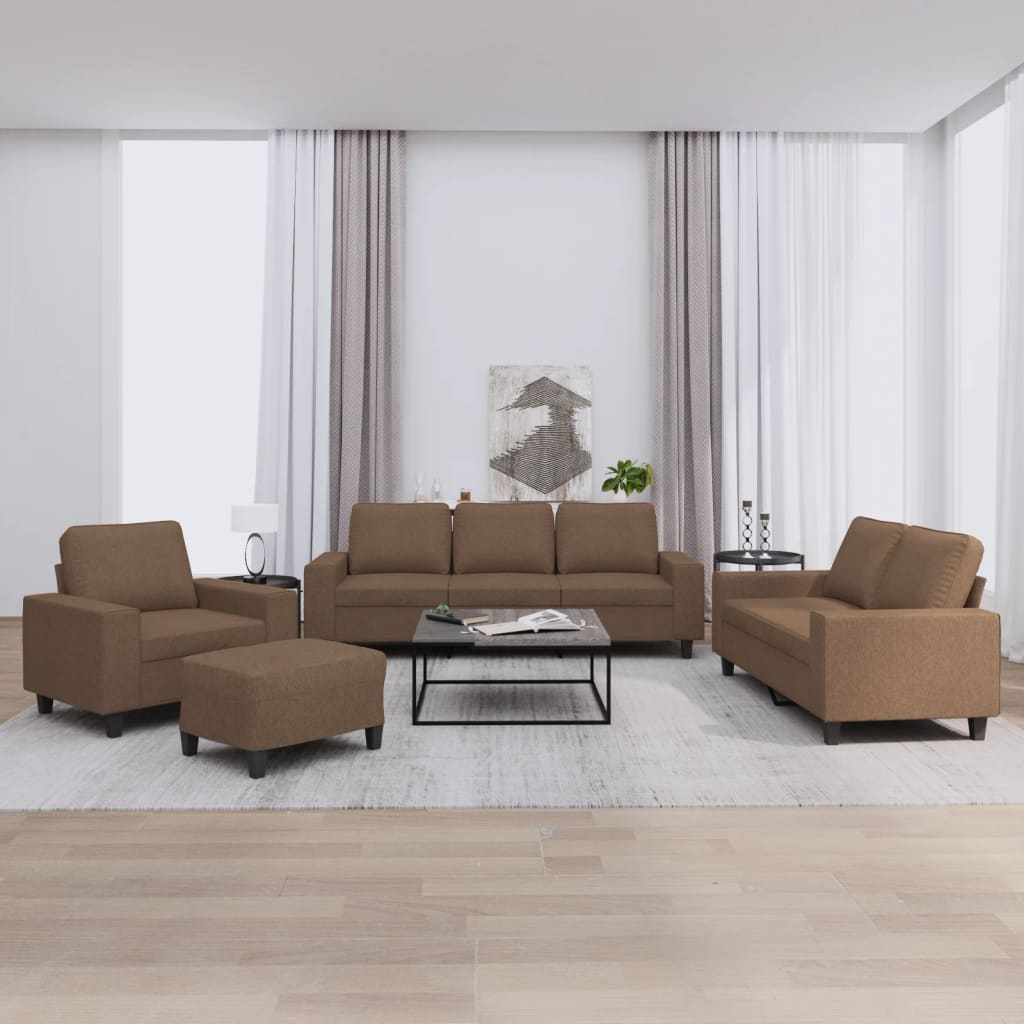 4-dijelna sofa garnitura smeđa tkanina
