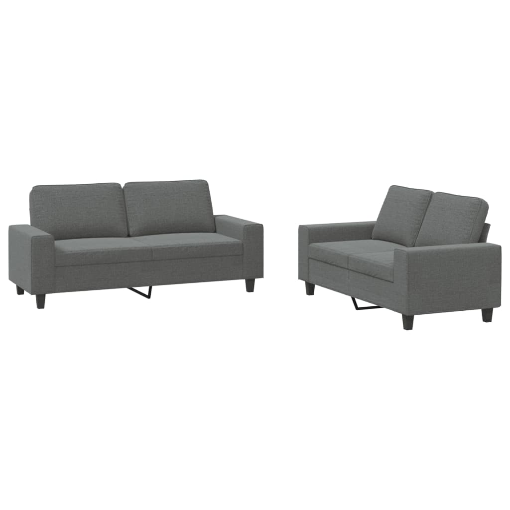 2-dijelni set sofa tamnosivi od tkanine