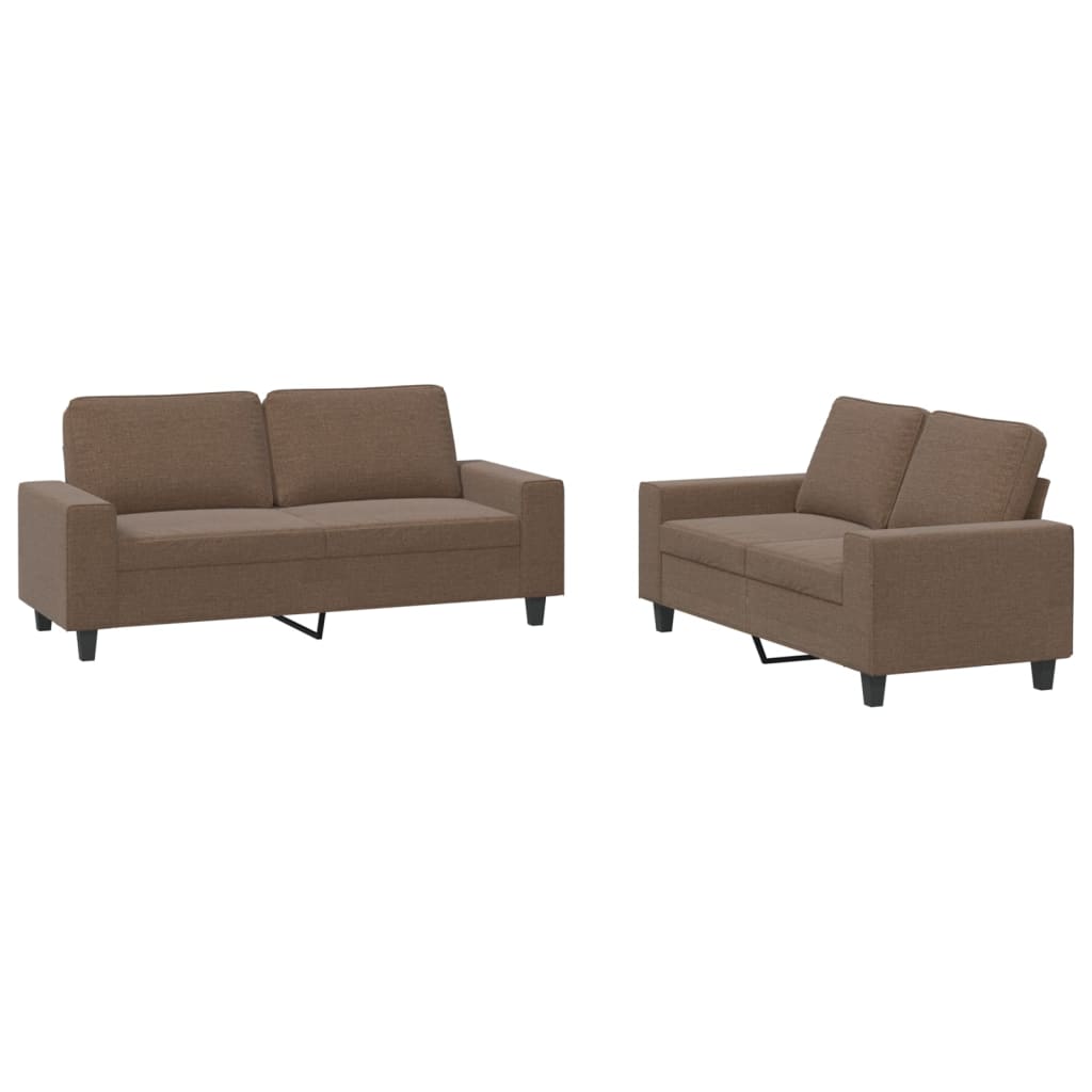 2-dijelni set sofa smeđi od tkanine