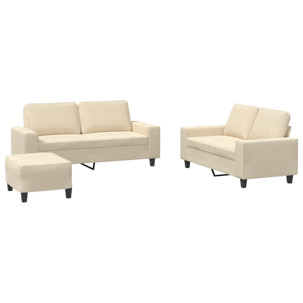 3-dijelni set sofa krem od mikrovlakana