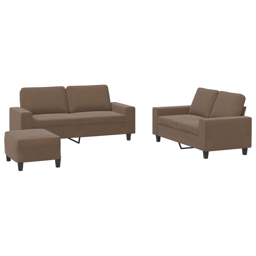3-dijelni set sofa smeđi od tkanine