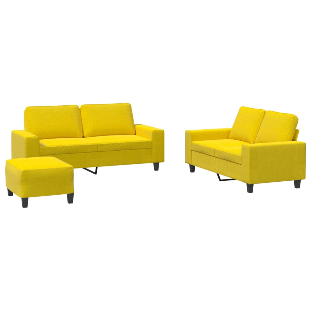 3-dijelni set sofa svjetložuti od tkanine Žuta
