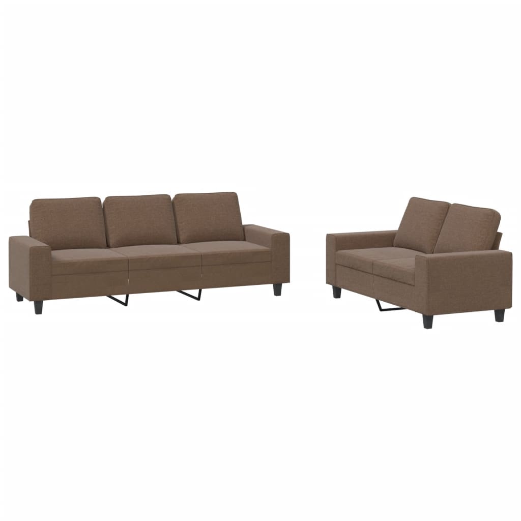 2-dijelni set sofa smeđi od tkanine