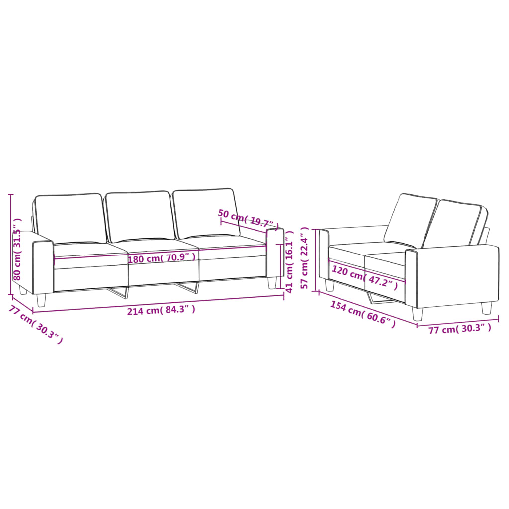 2-dijelni set sofa smeđesivi od tkanine