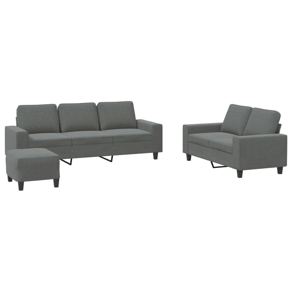 3-dijelni set sofa tamnosivi od tkanine