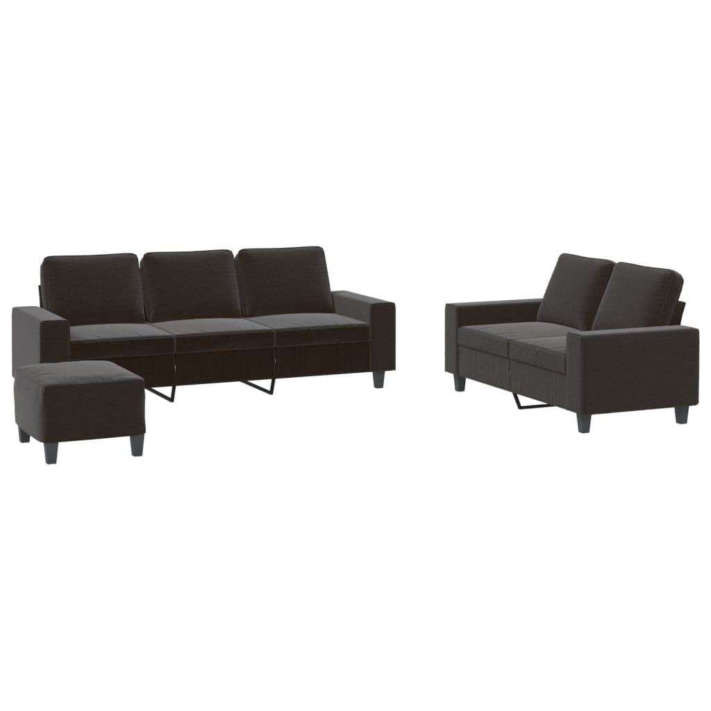 3-dijelni set sofa crni od tkanine