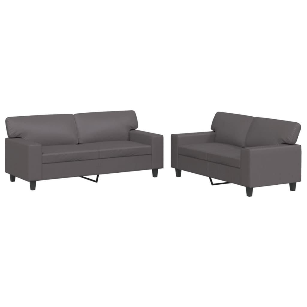 2-dijelni set sofa sivi od umjetne kože