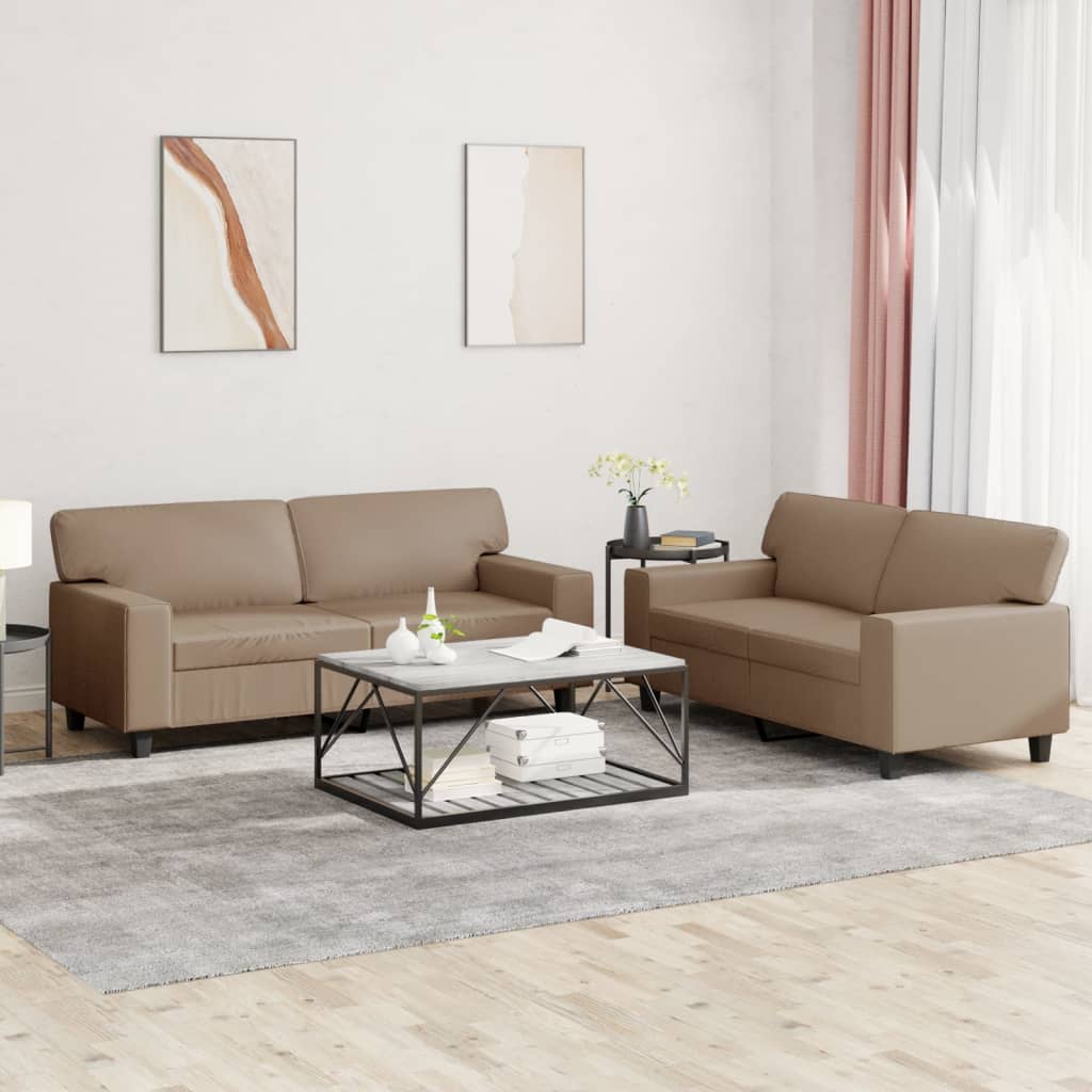 2-dijelni set sofa boja cappuccina od umjetne kože