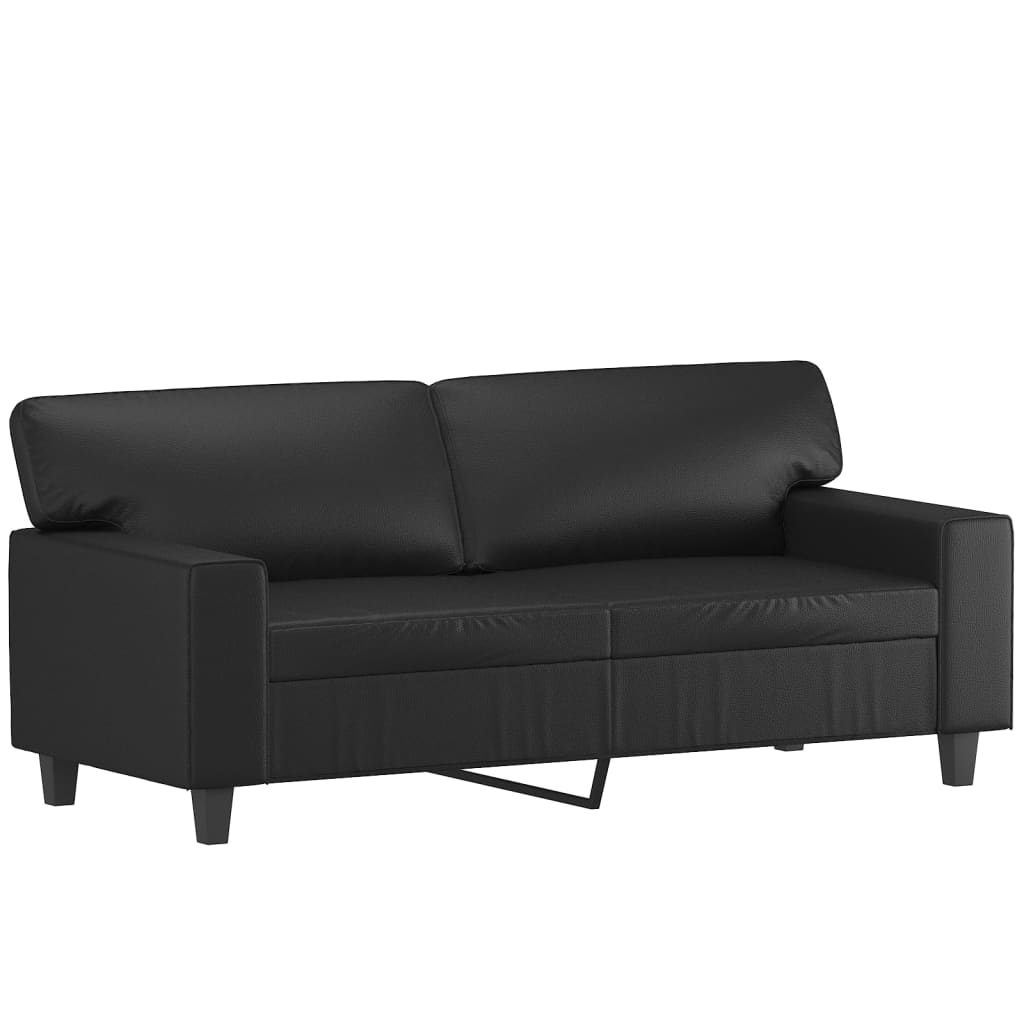 2-dijelni set sofa s jastucima crni od umjetne kože