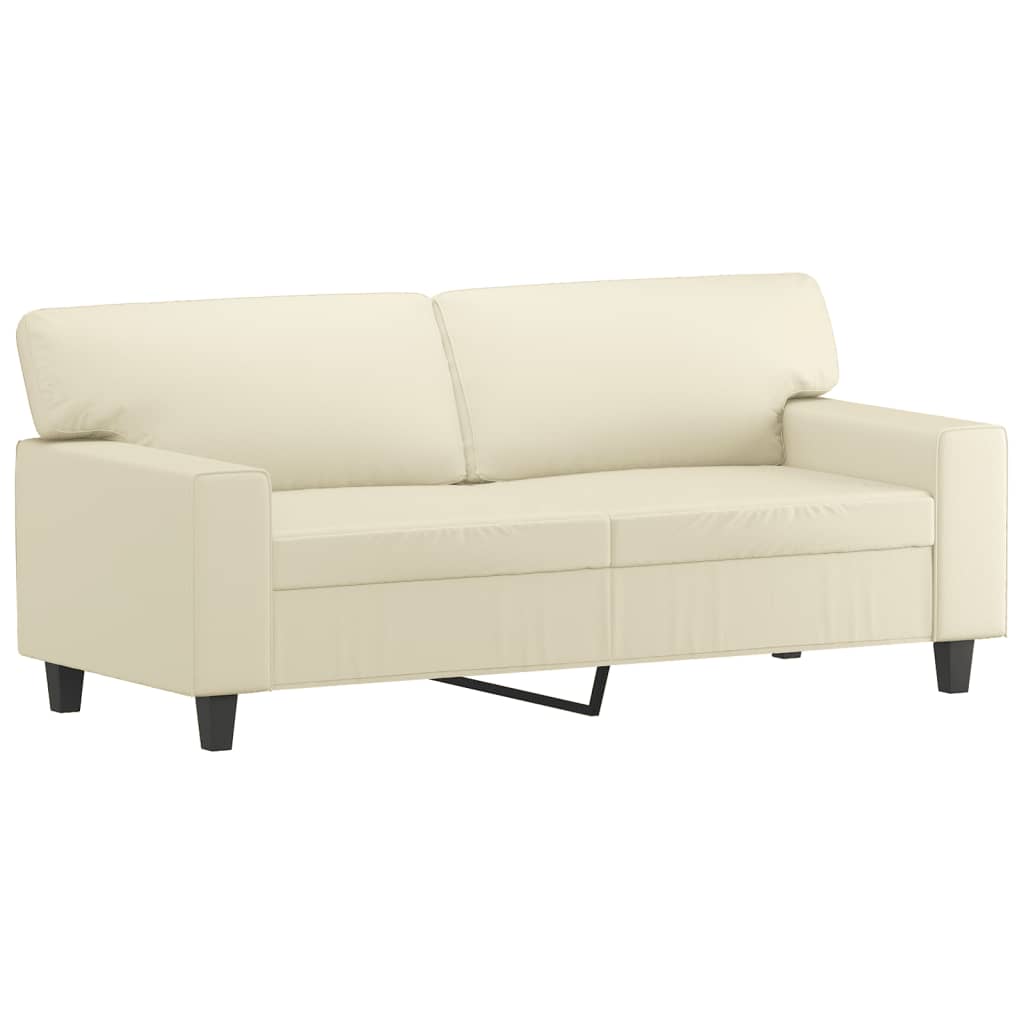 3-dijelni set sofa s jastucima krem od umjetne kože