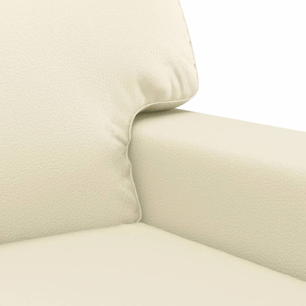 3-dijelni set sofa s jastucima krem od umjetne kože