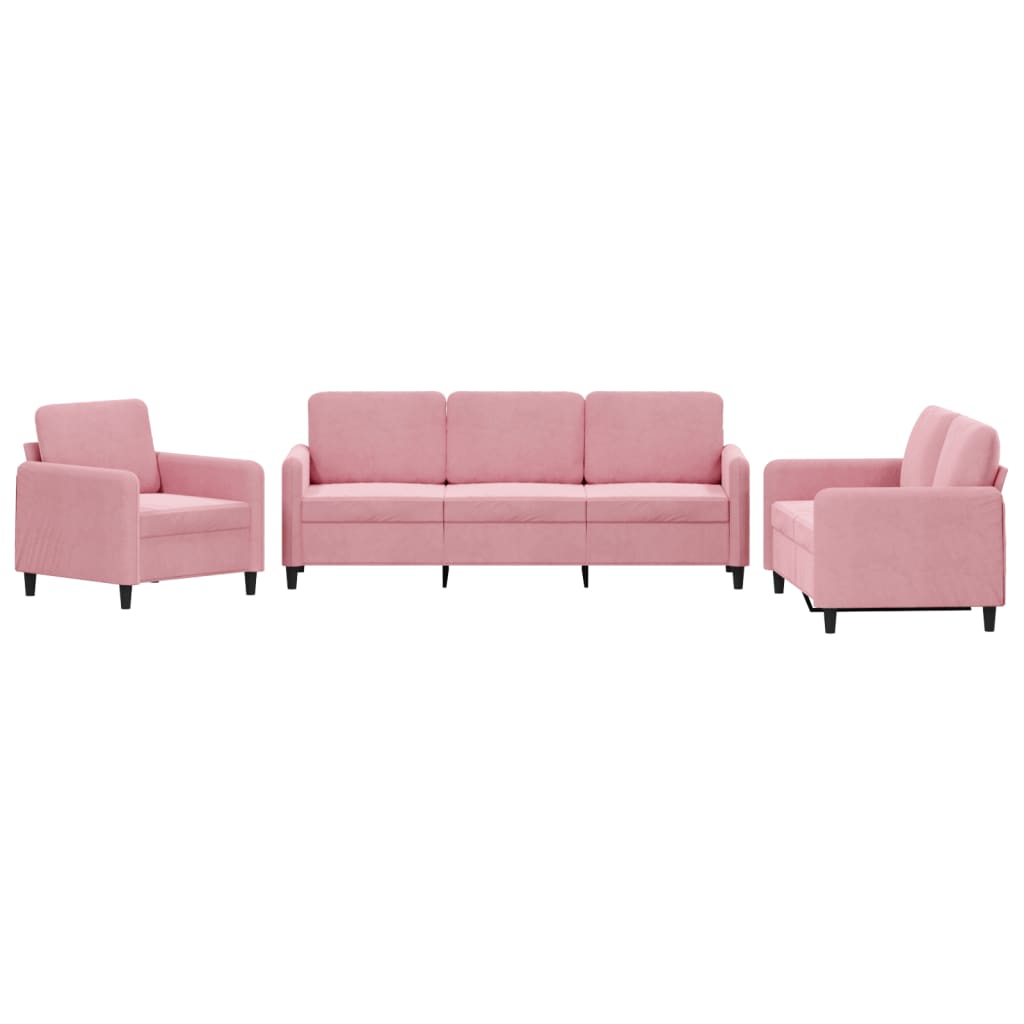 3-dijelni set sofa ružičasti baršunasti