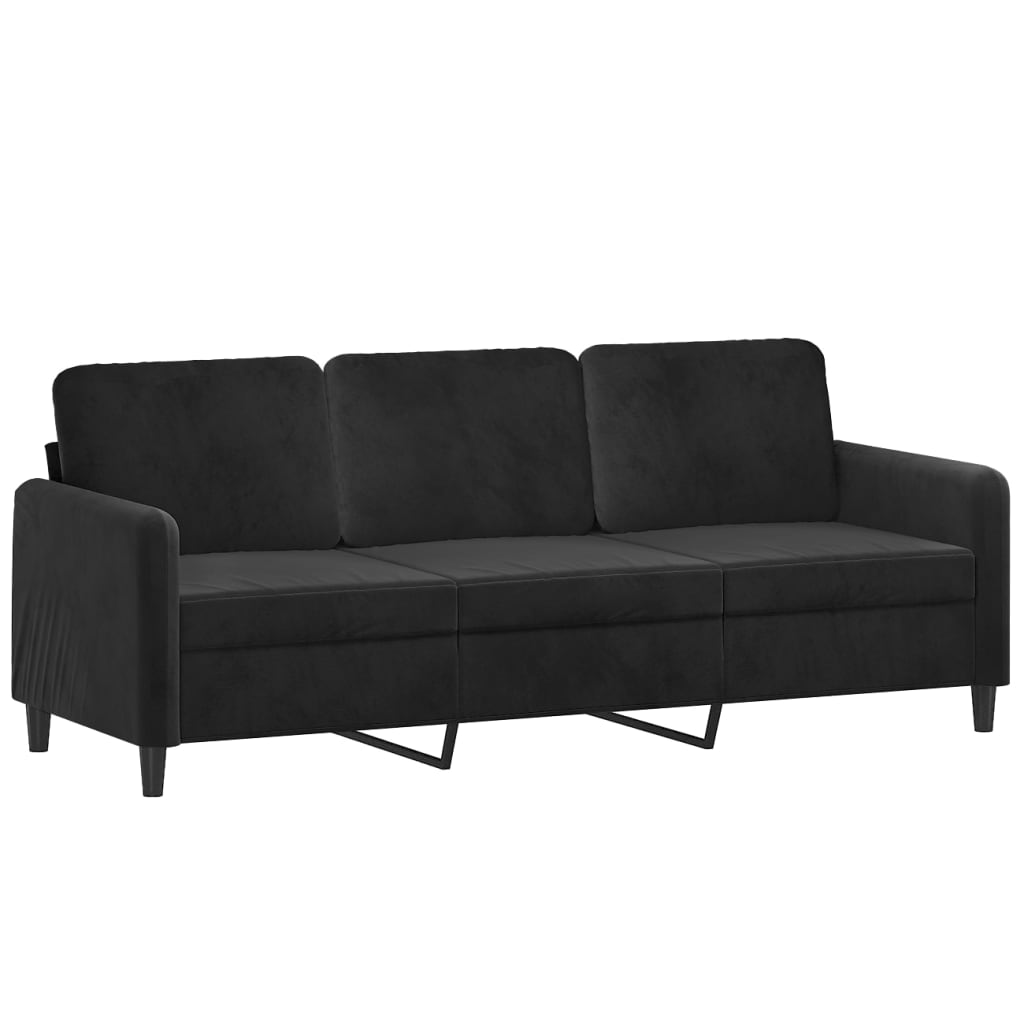 3-dijelni set sofa crni baršunasti