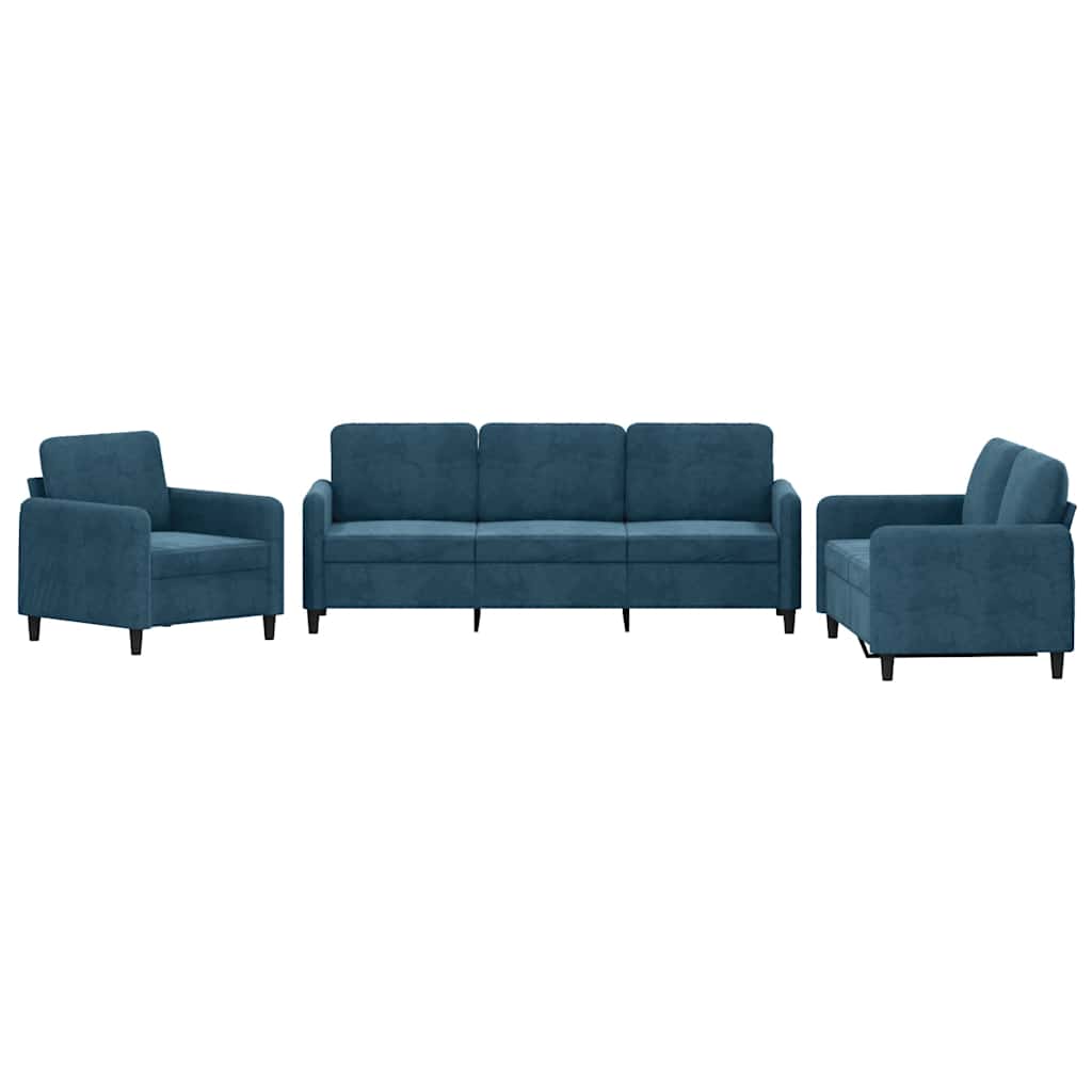 3-dijelni set sofa plavi baršunasti