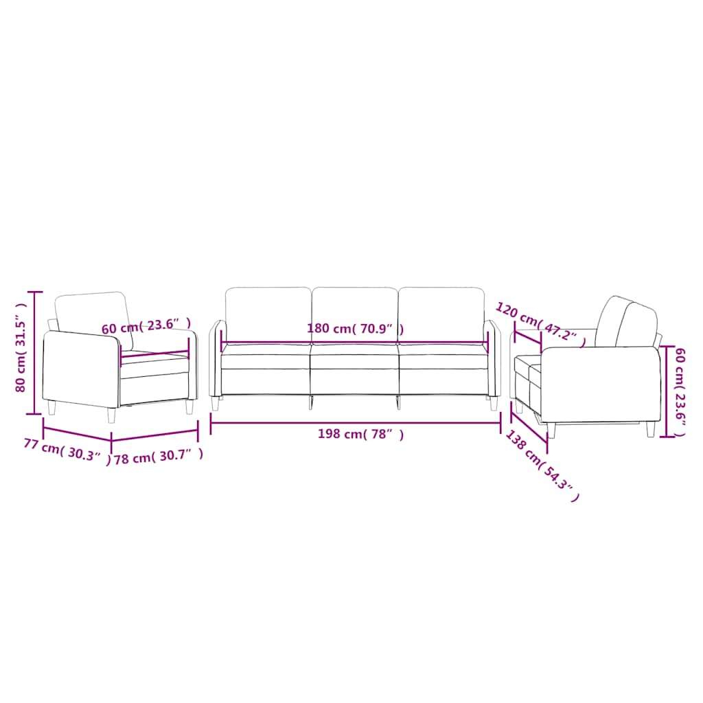 3-dijelni set sofa plavi baršunasti