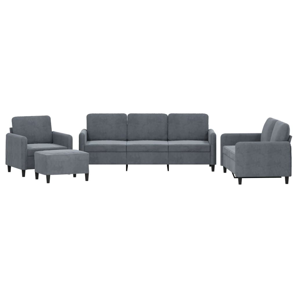 4-dijelni set sofa tamnosivi baršunasti