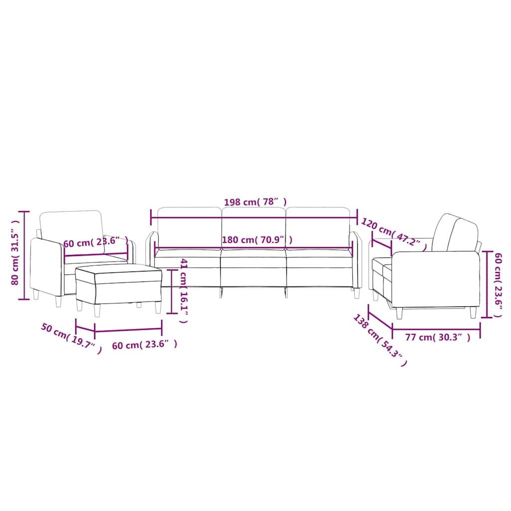 4-dijelna sofa garnitura plavi baršun