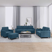 4-dijelna sofa garnitura plavi baršun
