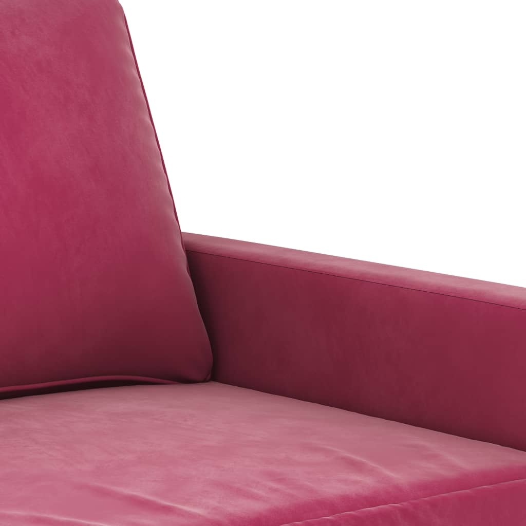 3-dijelni set sofa s jastucima crvena boja vina baršunasti