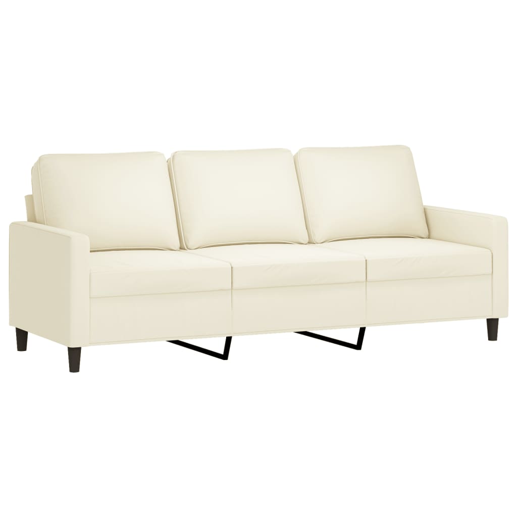 3-dijelni set sofa s jastucima krem baršunasti