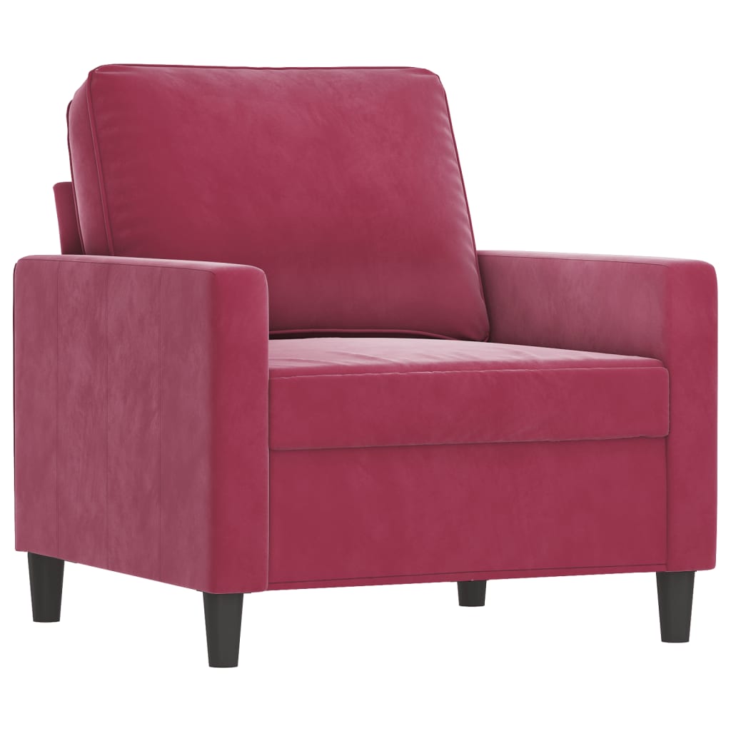 4-dijelni set sofa s jastucima crvena boja vina baršunasti