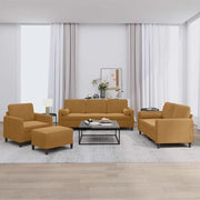 4-dijelni set sofa s jastucima smeđi baršunasti