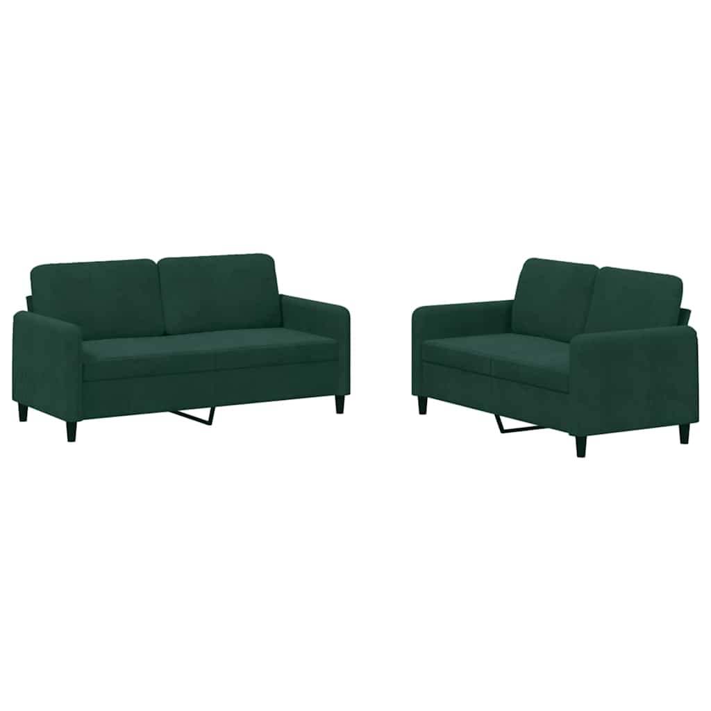 2-dijelni set sofa tamnozeleni baršunasti