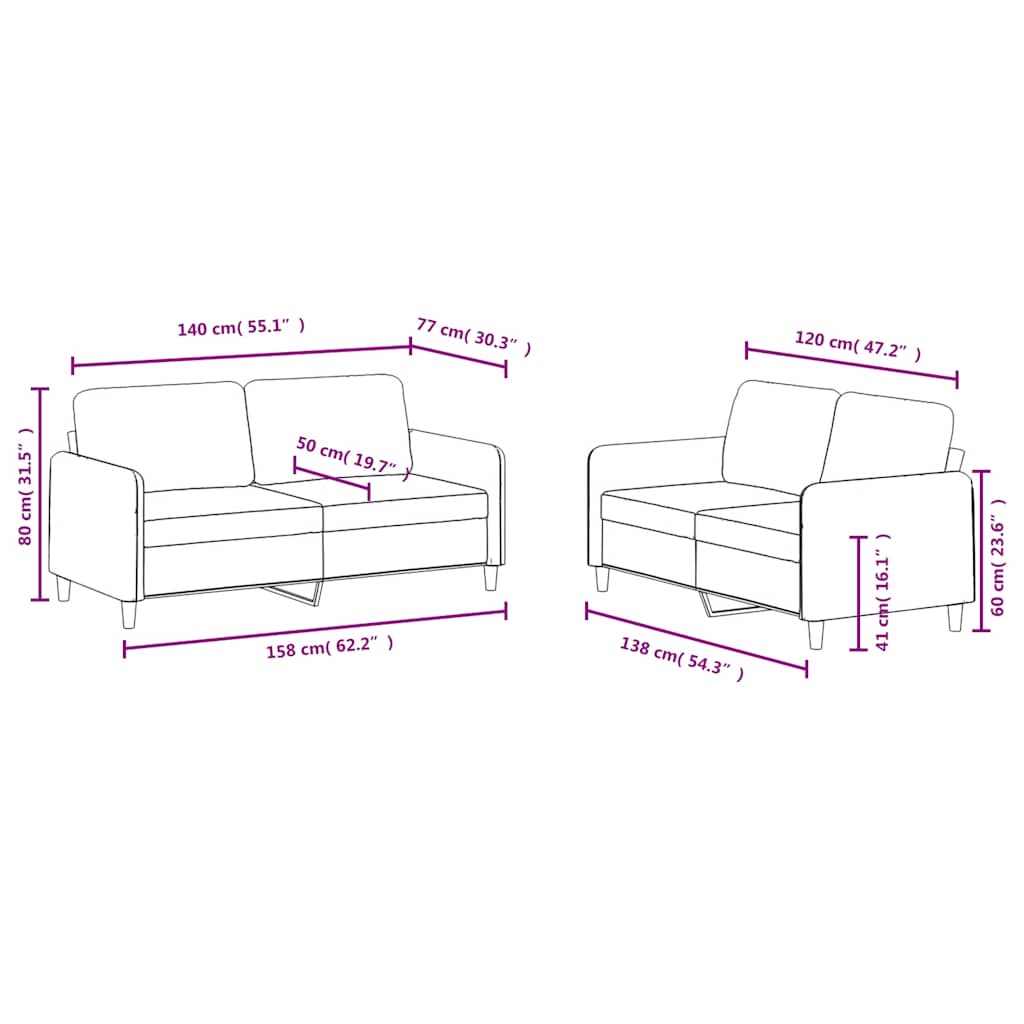 2-dijelni set sofa tamnozeleni baršunasti
