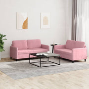 2-dijelni set sofa ružičasti baršunasti