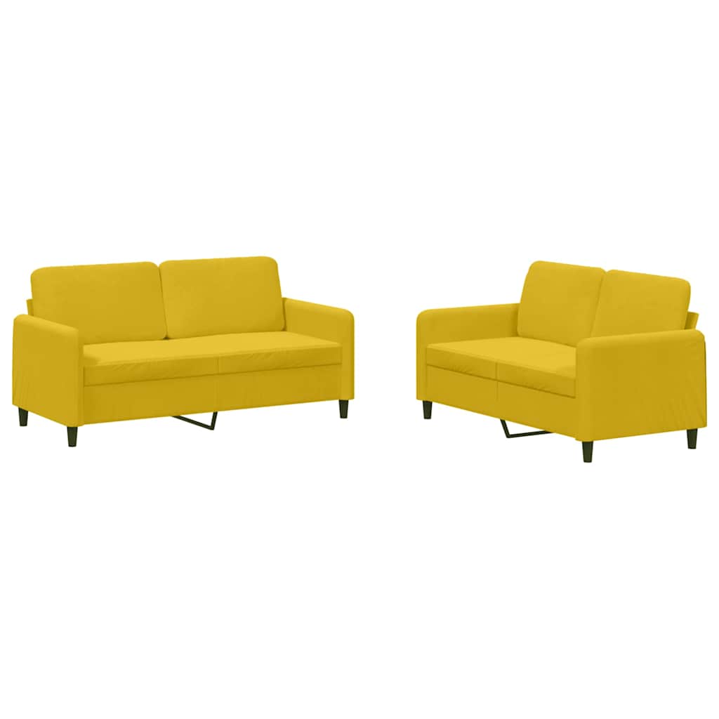 2-dijelni set sofa žuti baršunasti