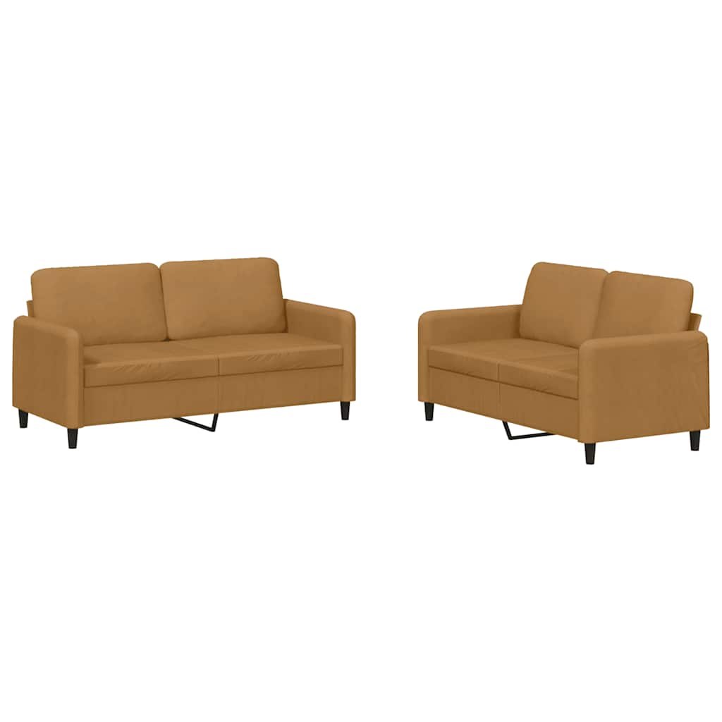 2-dijelni set sofa smeđi baršunasti