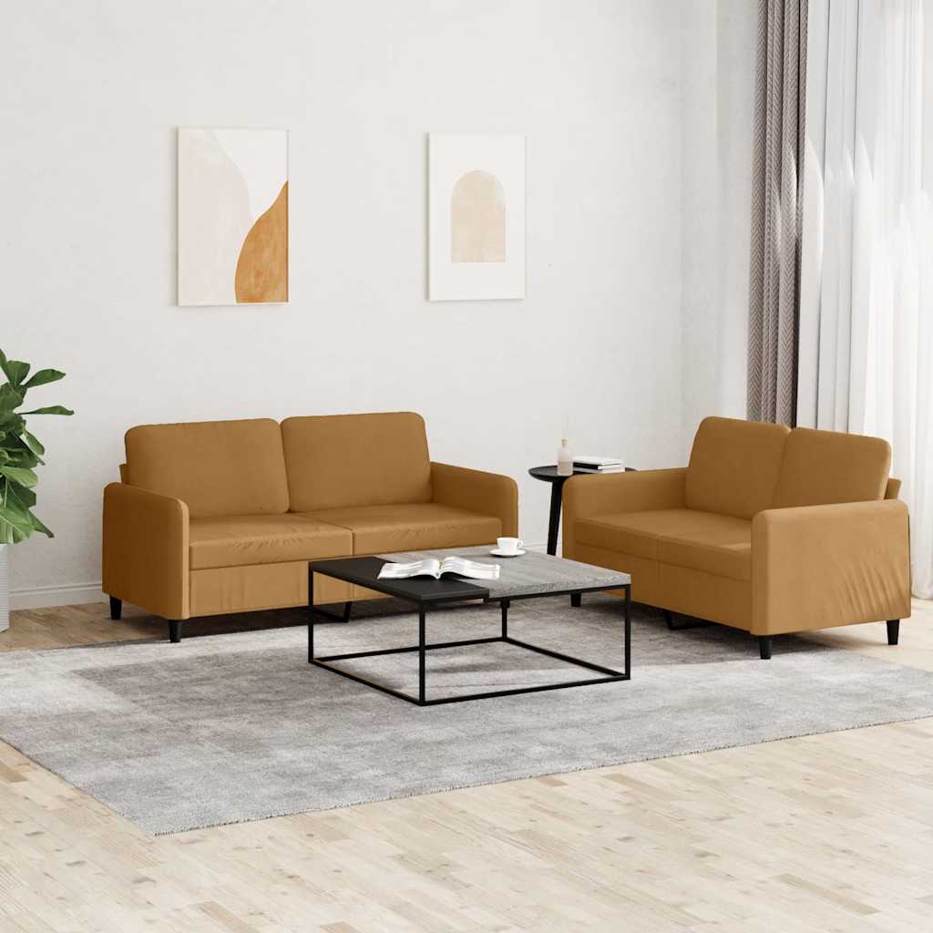 2-dijelni set sofa smeđi baršunasti