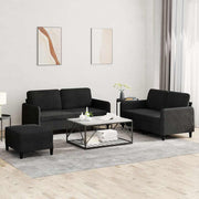 3-dijelni set sofa crni baršunasti
