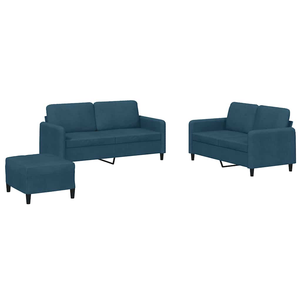 3-dijelni set sofa plavi baršunasti