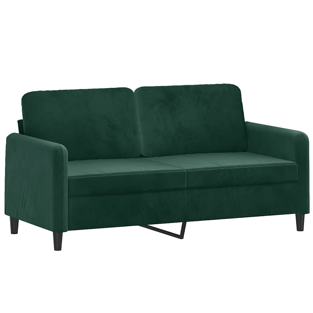 2-dijelni set sofa s jastucima tamnozeleni baršunasti
