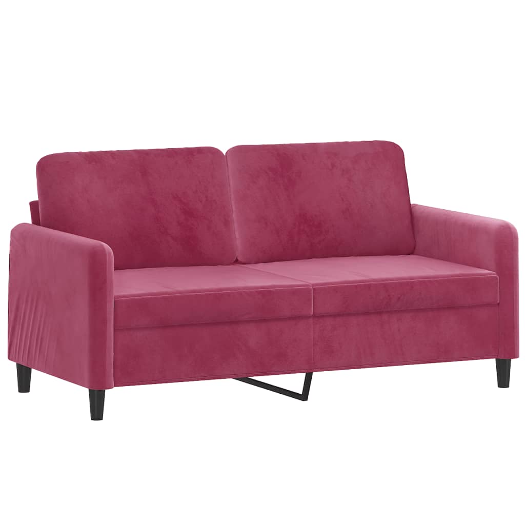 2-dijelni set sofa s jastucima crvena boja vina baršunasti