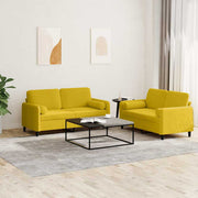 2-dijelni set sofa s jastucima žuti baršunasti