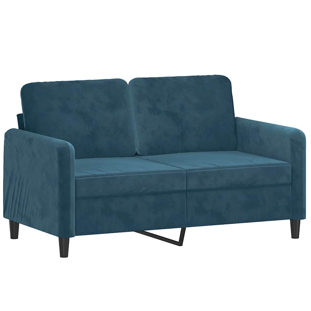 2-dijelni set sofa s jastucima plavi baršunasti