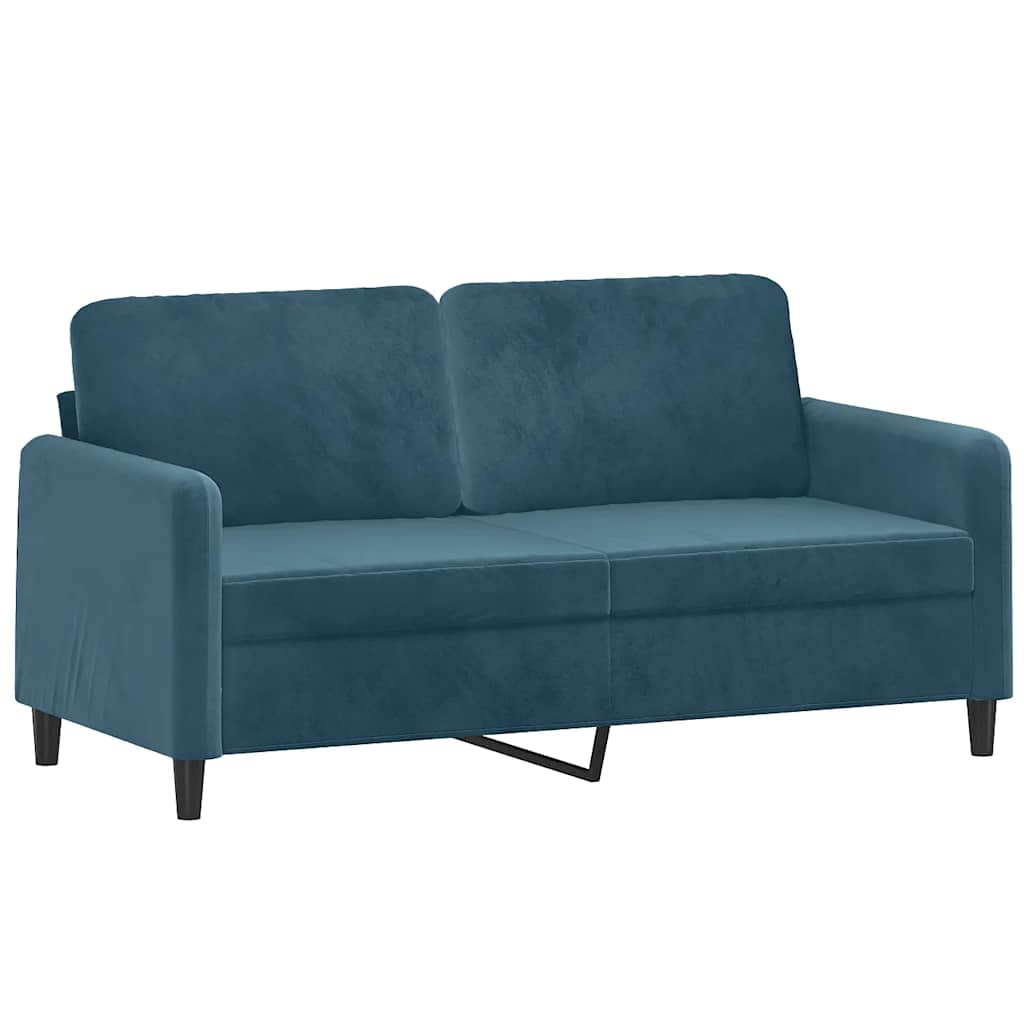 2-dijelni set sofa s jastucima plavi baršunasti