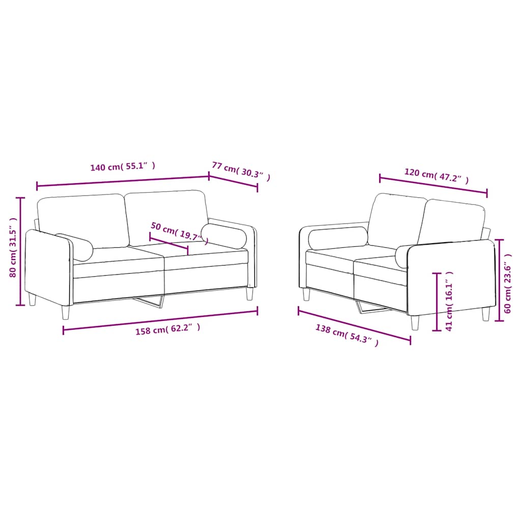 2-dijelni set sofa s jastucima plavi baršunasti
