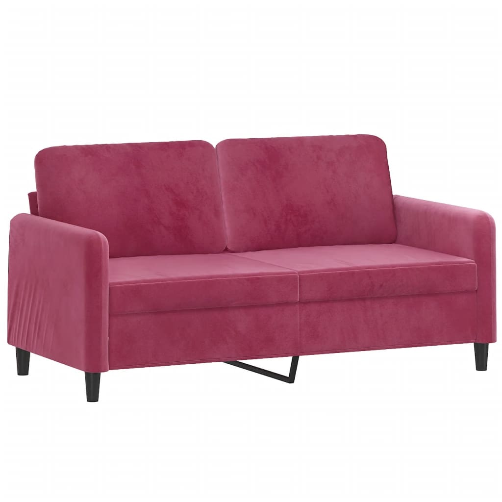 3-dijelni set sofa s jastucima crvena boja vina baršunasti