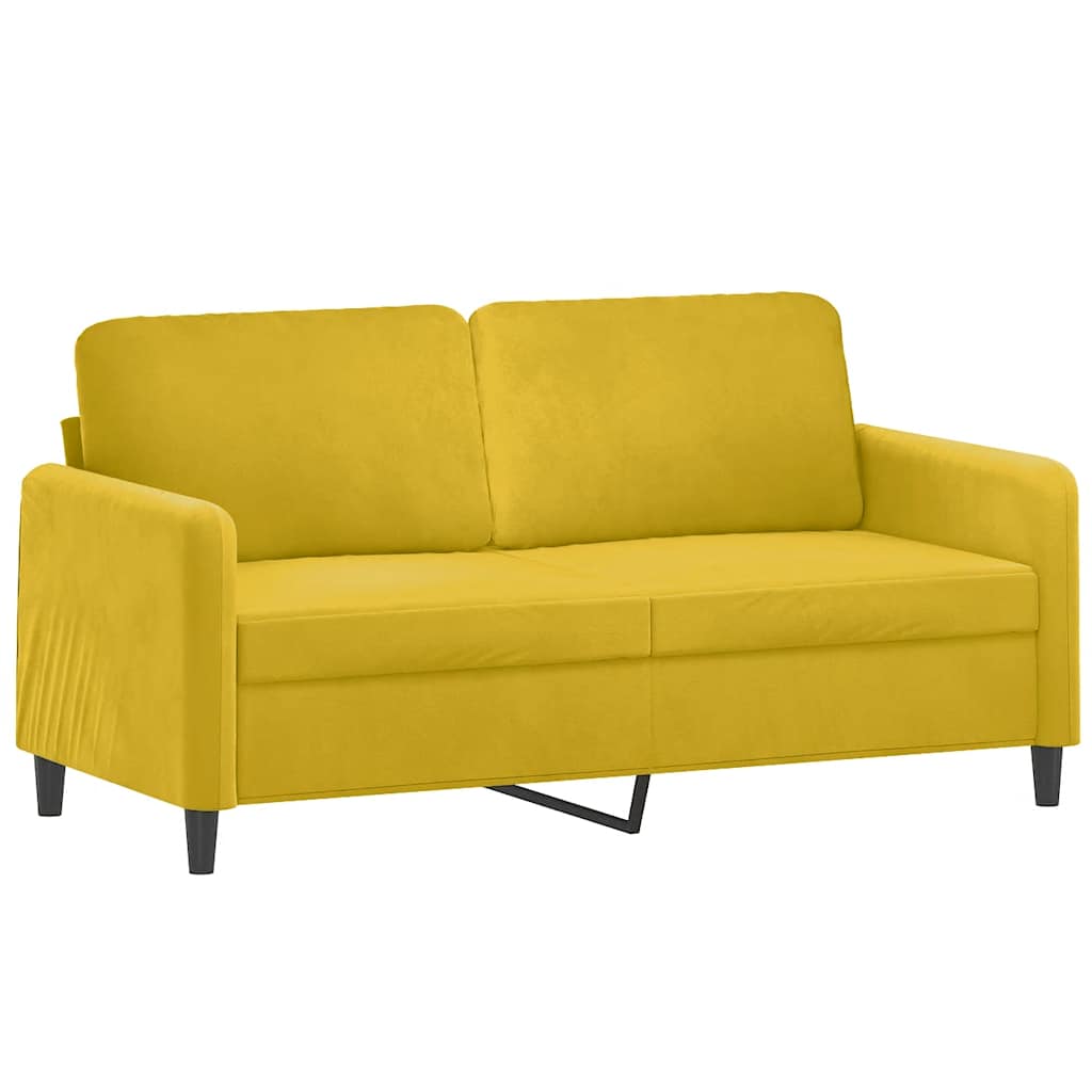 3-dijelni set sofa s jastucima žuti baršunasti