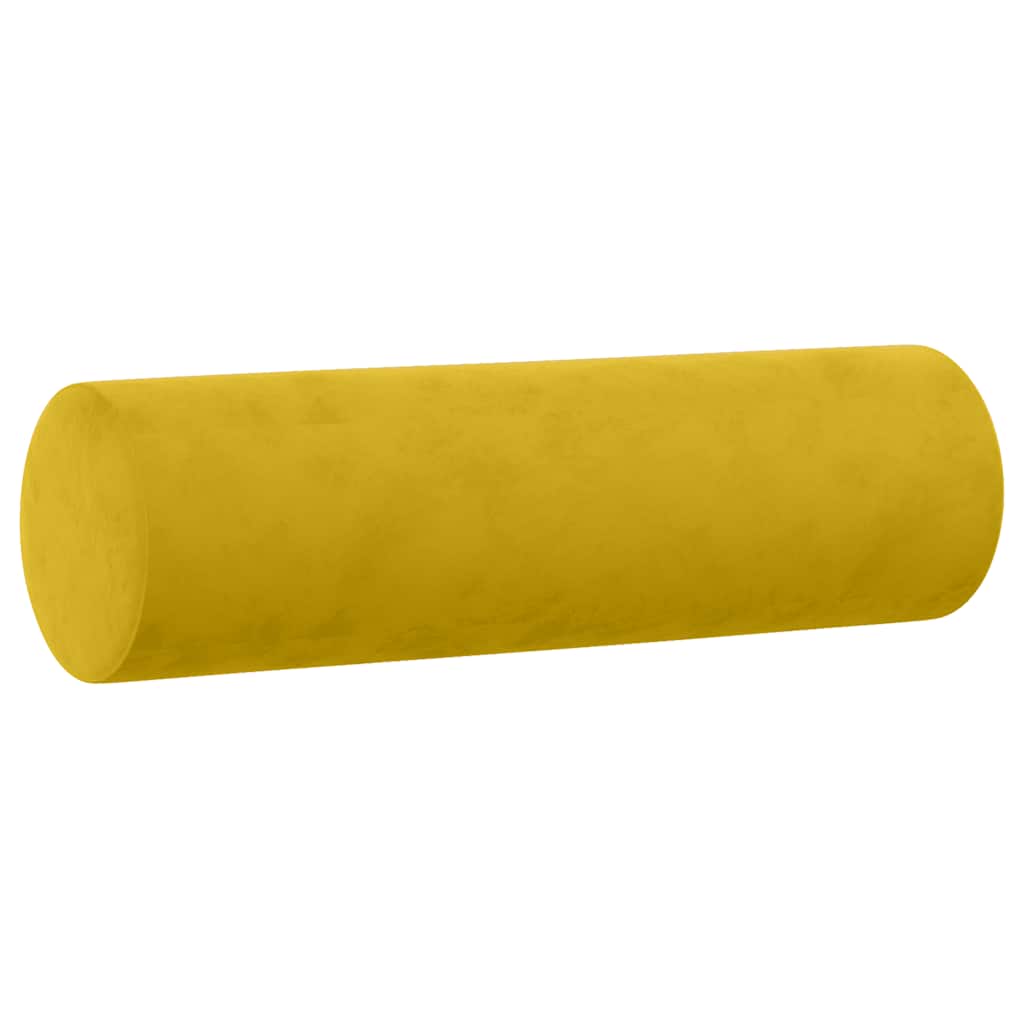 3-dijelni set sofa s jastucima žuti baršunasti