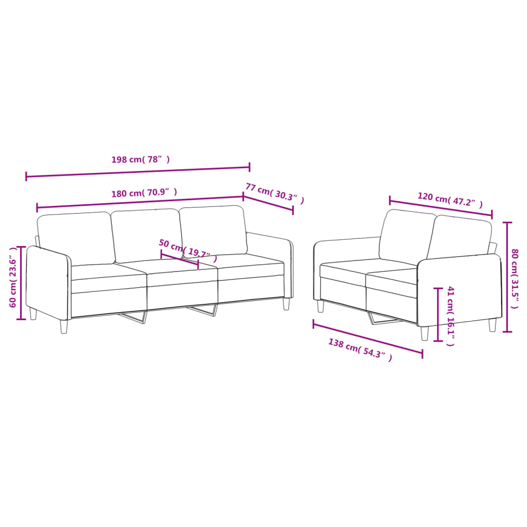 2-dijelni set sofa tamnosivi baršunasti
